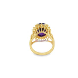 Yellow 14 Karat Filigree Deep Purple Amethyst And Diamond Halo Ring Es