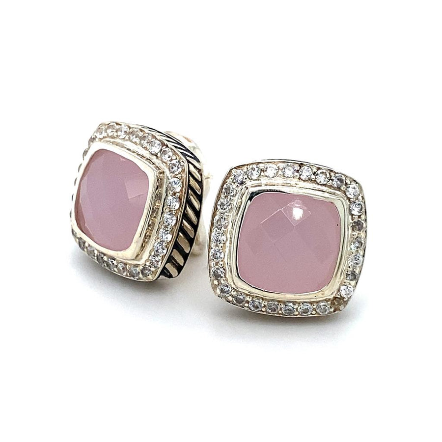 Estate Pair David Yurman Pink Cushion Earrings