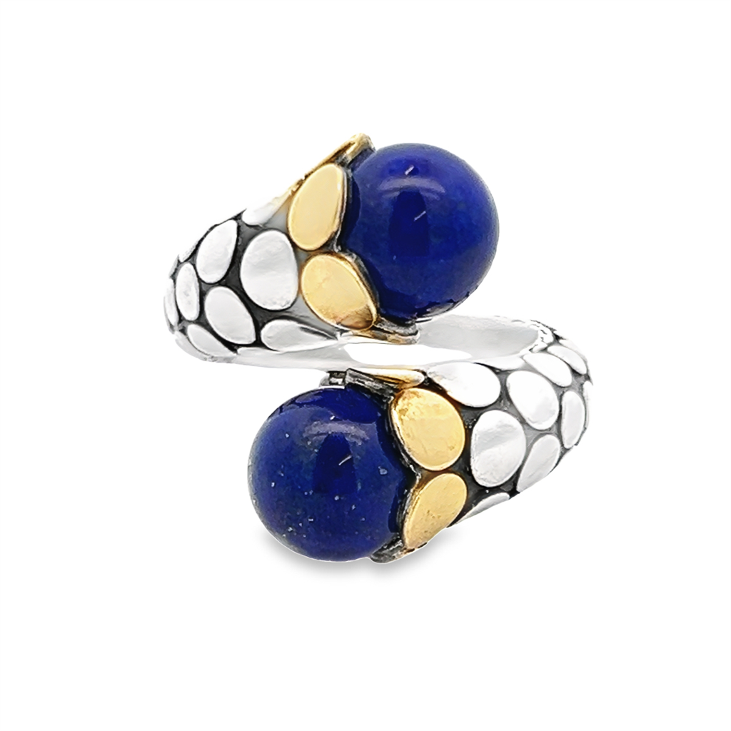 Estate John Hardy Two Tone Dot Bypass Lapis Ring