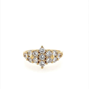 Lady's Yellow 14 Karat Cluster Vintage Style Band with CZ's Fashion Ring Gram Weight: 4.23