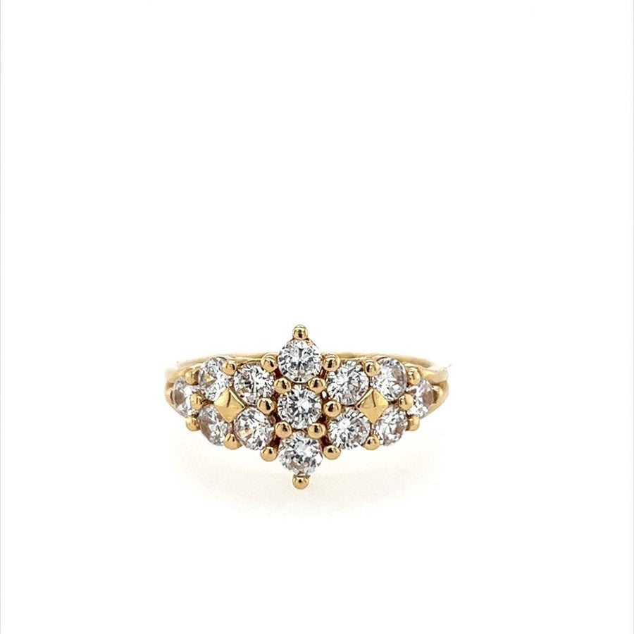 Yellow 14 Karat Cluster Vintage Style Band