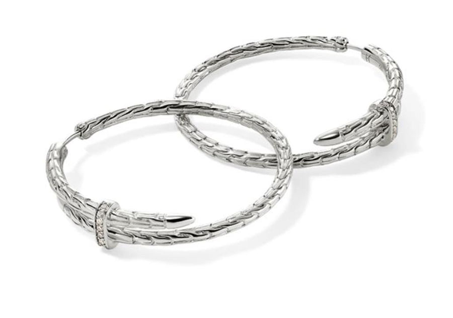 John Hardy Sterling Silver 34mm Spear Hoop Earrings