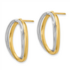 14k Two-Tone Polished Versatile Oval Post Earrings