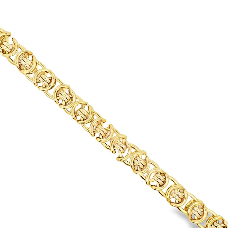Two-Tone 14 Karat 8mm Fashion Bracelet w/ Lobster Claw Clasp Estate Je