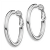 14k White Gold 3x20mm Polished Round Omega Back Hoop Earrings