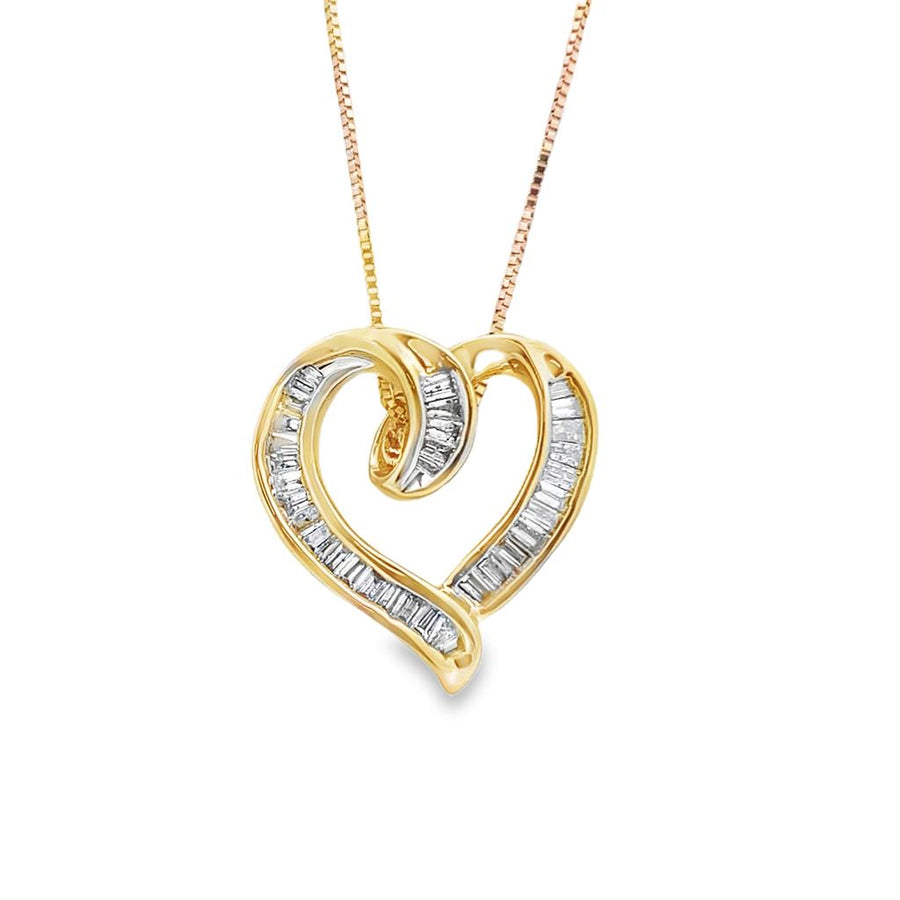Yellow 14 Karat 19X17.66Mm Heart Necklace w/ Spring Ring Clasp Estate
