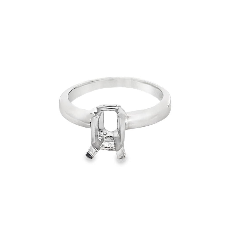 White Platinum Emerald Cut Solitaire Mounting