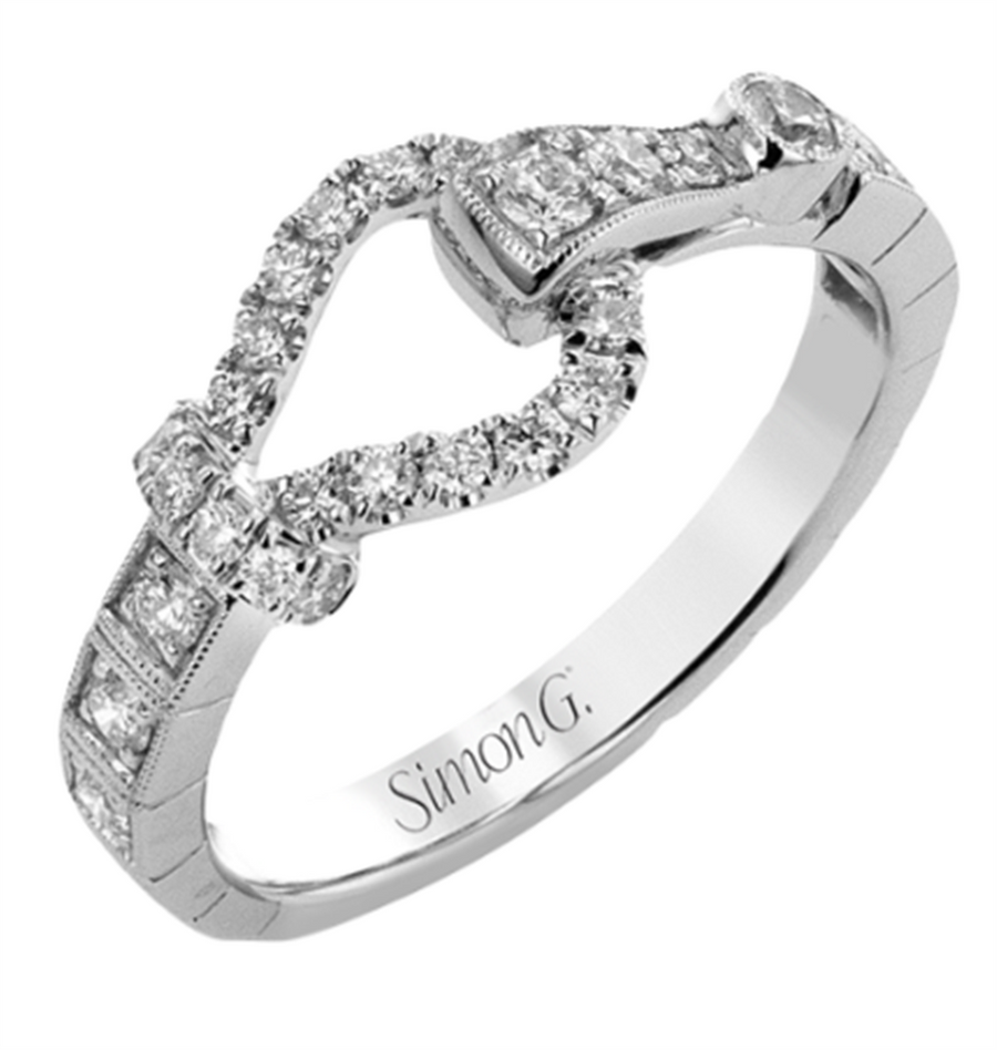 Lady's White 18 Karat Buckle Ring Fashion Ring Size 6.5 With 30 = 0.32