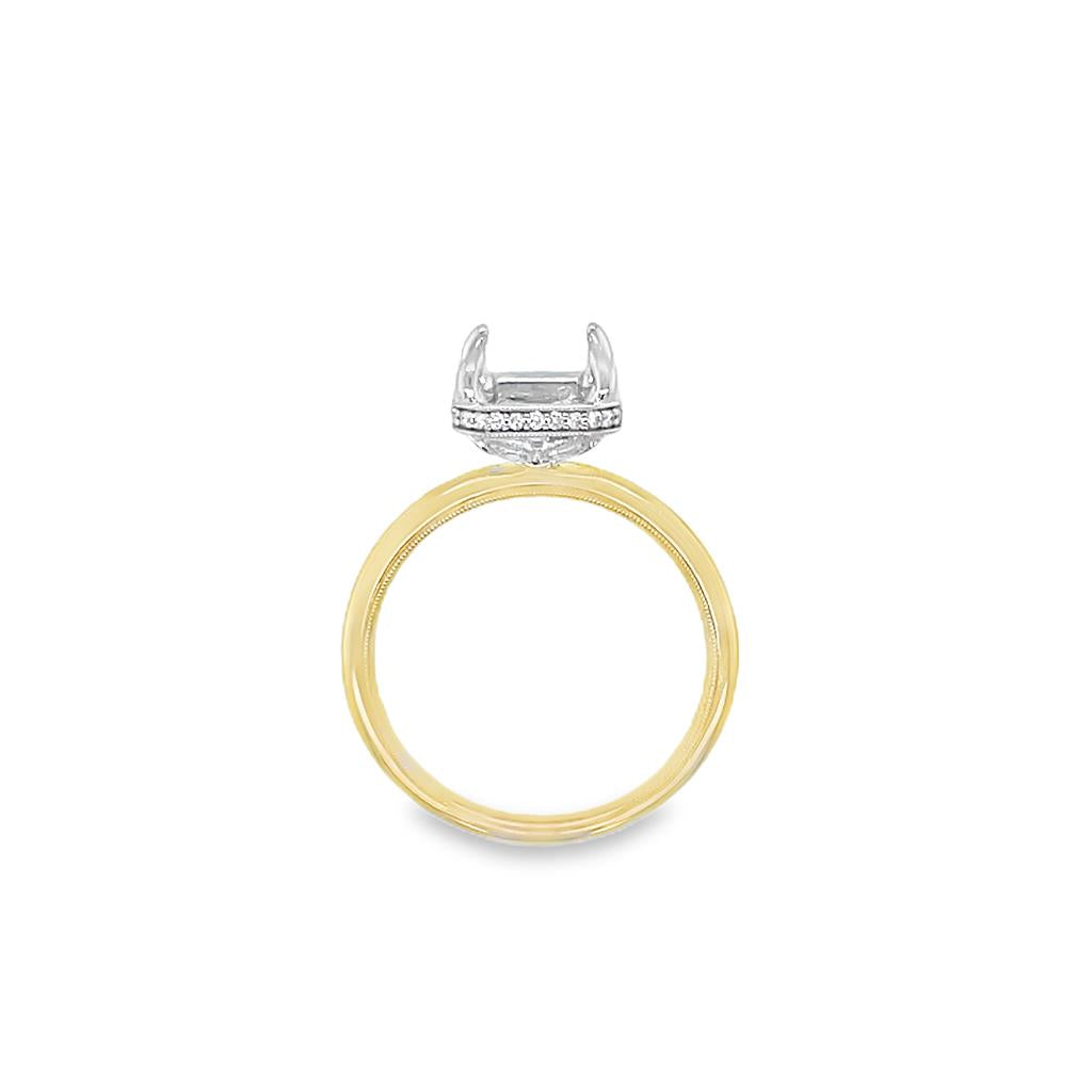 Lady's Two-Tone 14 Karat Hidden Halo Accented Basket Ring Size 9 36 =