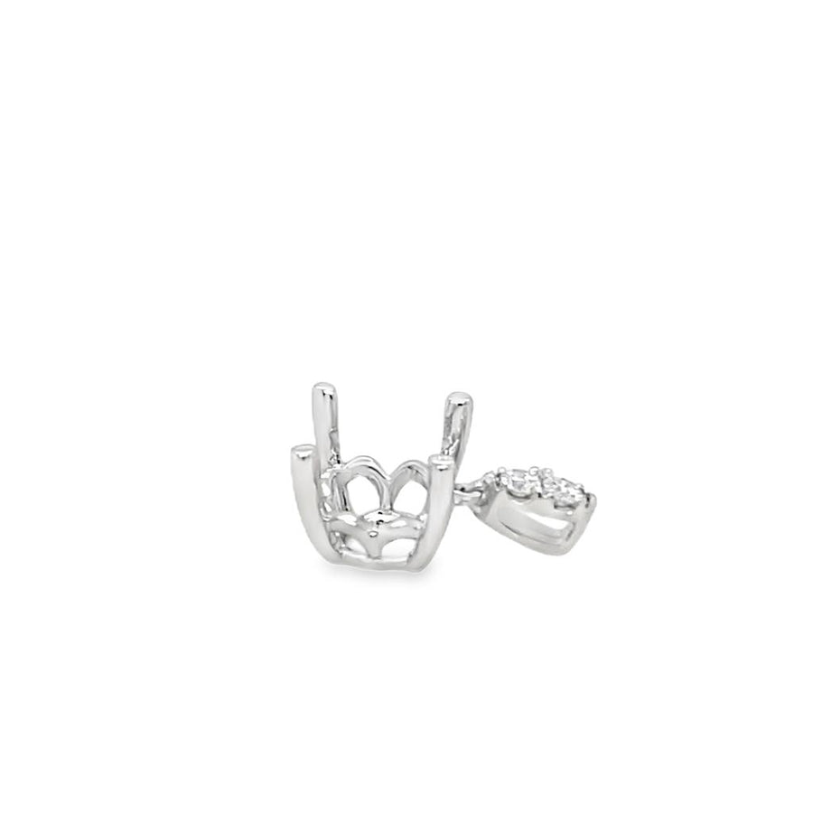 Lady's White 14 Karat Filigree 8mm 4 Prong Pendant Mounting Pendant Wi