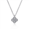 Gabriel & Co. Fashion 14K White Gold Diamond Clover Pendant Necklace