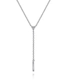 Lady's Sterling Silver Diamond Y Necklace Silver Necklaces Length 17.5