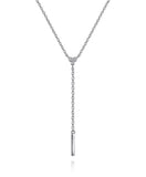 Lady's Sterling Silver Diamond Y Necklace Silver Necklaces Length 17.5