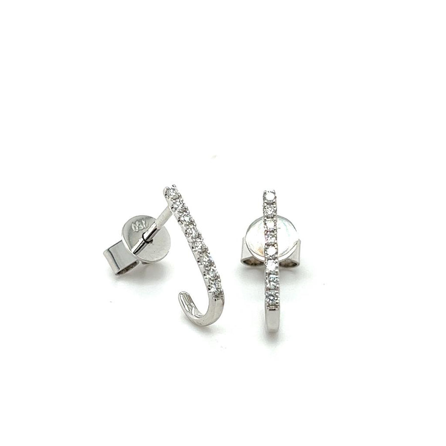 Lady's White 18 Karat J Stud Earrings With 16=0.17Tw Round G/H Vs2/Si1