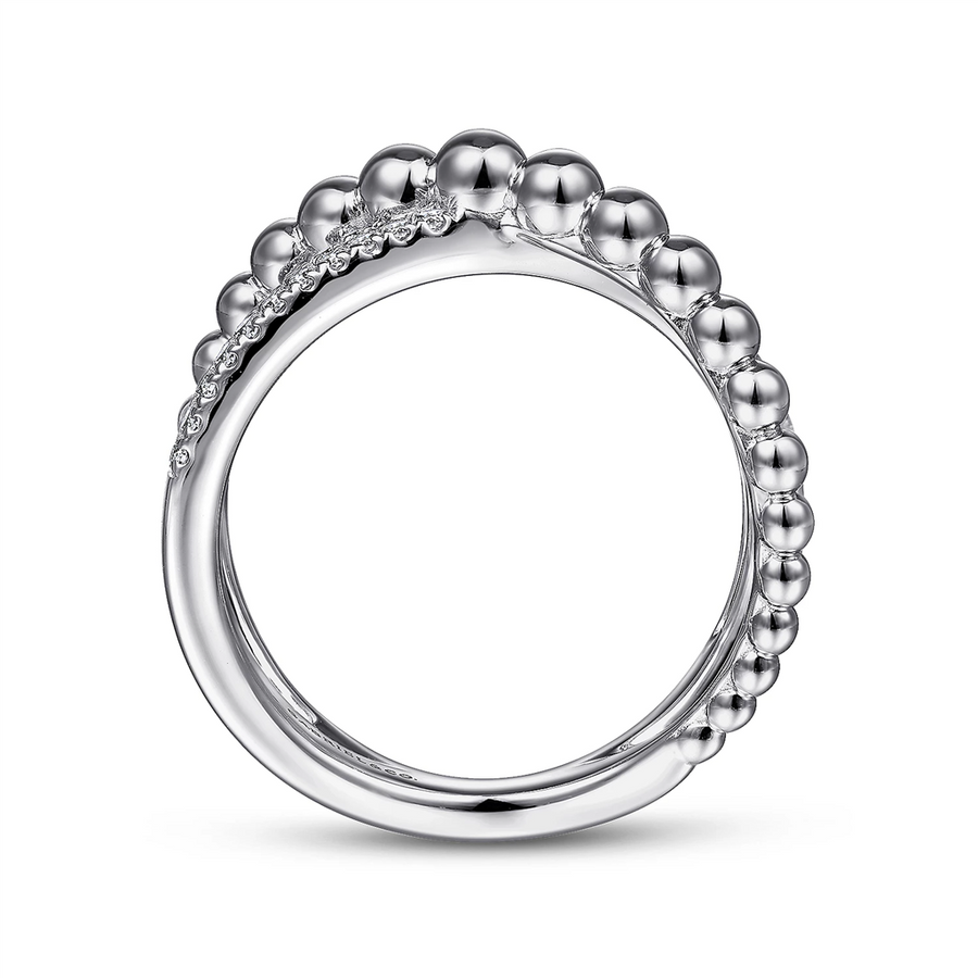 Gabriel & Co. Silver 925 Sterling Silver White Sapphire Bujukan Criss Cross Ring
