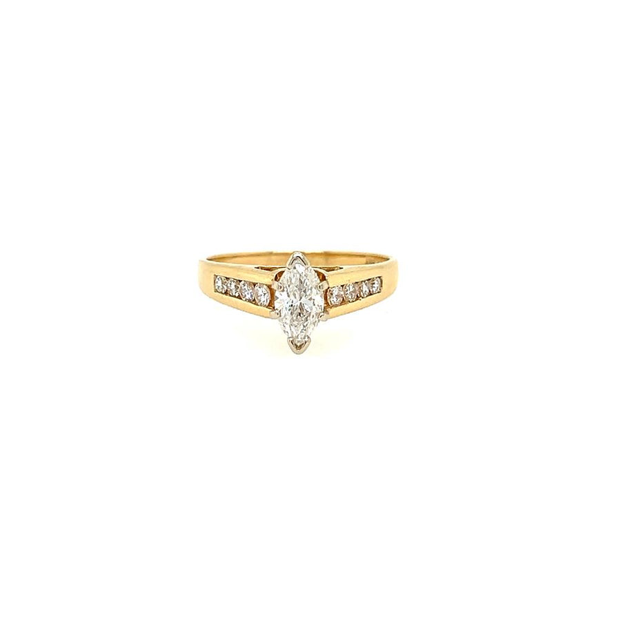 Yellow 14 Karat cathedral Marquise Ring