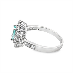 Estate Paraiba Tourmaline Double Halo ring