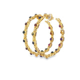 Gemstone Accented Inside/Out Hoop Earrings