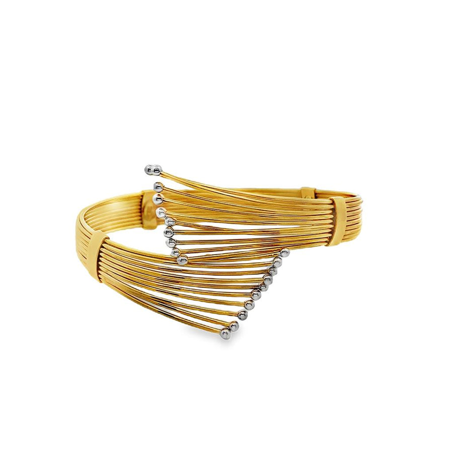 Two-Tone 18 Karat 9.15mm Wire Bracelet Estate Jewelry Gram Weight: 20.