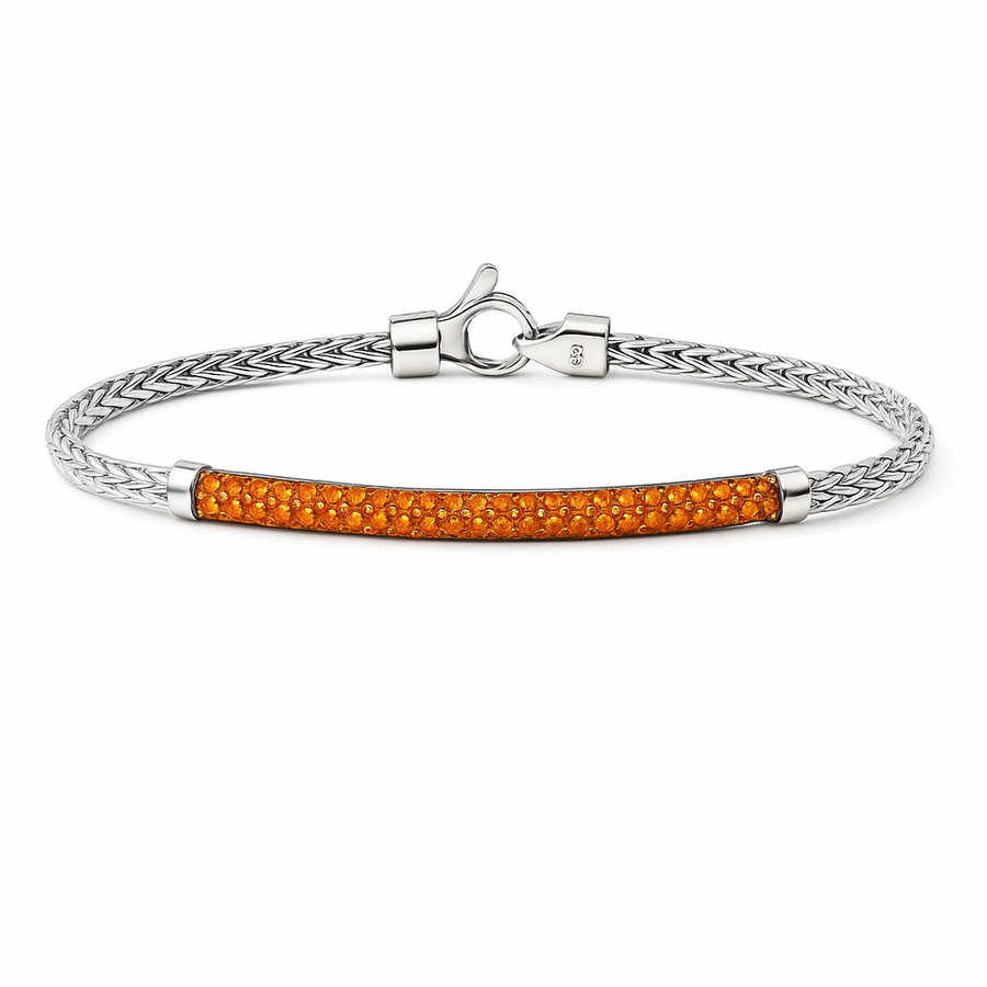 White Sterling Silver JH Essentials 2.5mm Bracelet with Treated Orange