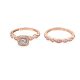 Rosé 14 Karat Milgrain Bridal Set Estate Jewelry Size 7 With One = 0.1
