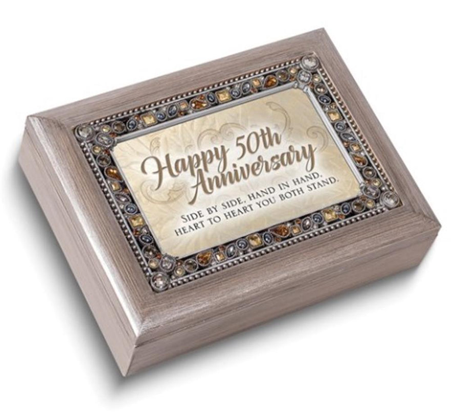Happy 50th Anniversary Faux Jewels and Resin Music Box: You Light Up M