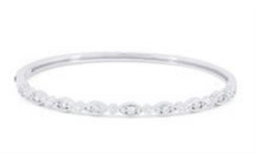 Lady's White 14 Karat Milgrain Scalloped Bracelet 35=0.89tw Round G/H