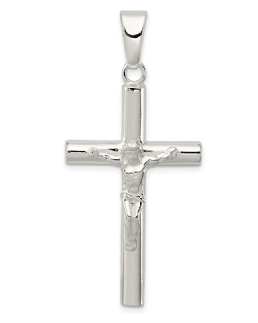 Sterling Silver Polished Hollow Crucifix Cross Pendant Gram Weight: 3.