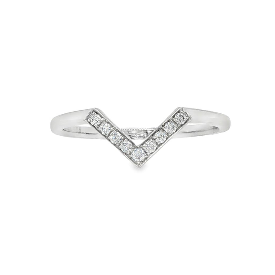 Lady's White 14 Karat Chevron Wedding/Anniversary Ring Size 6.5 9 = 0.