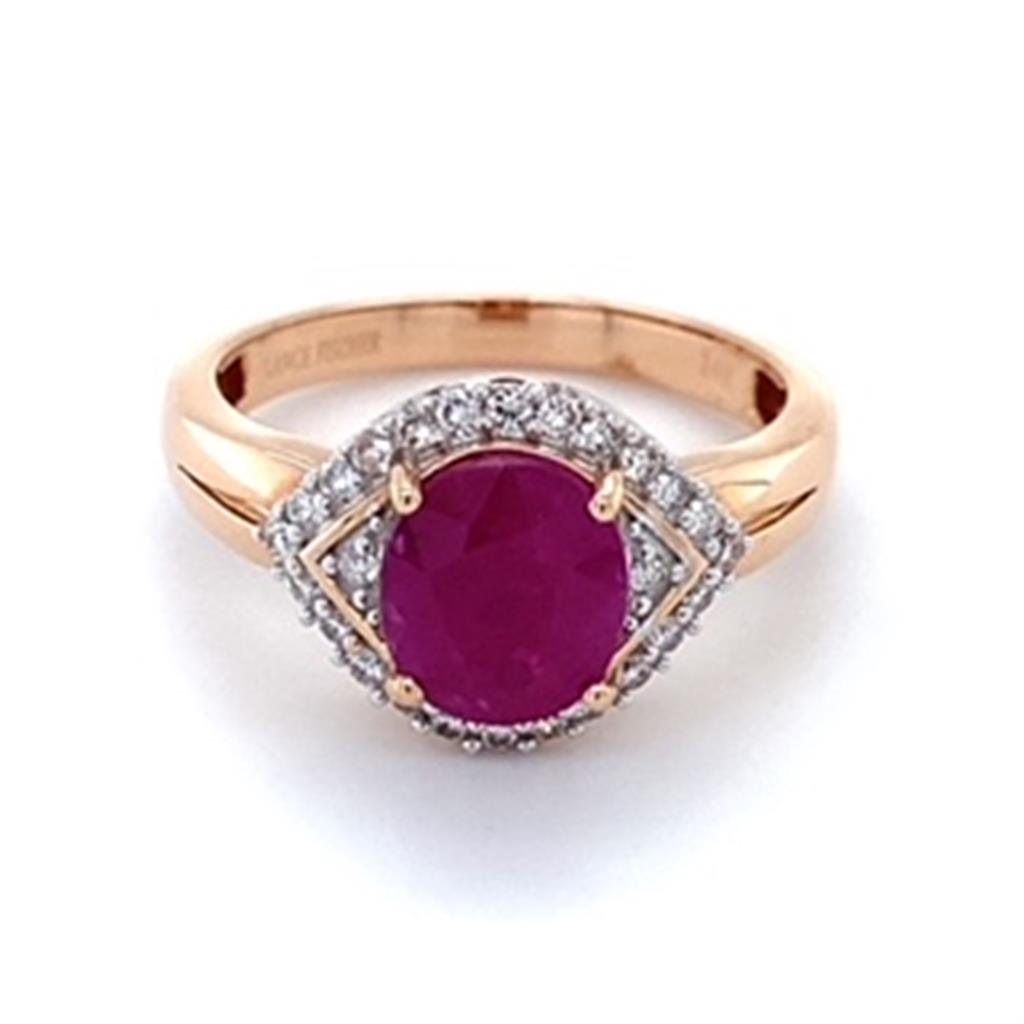 Estate Ruby and Diamond 14K Rose Gold Ring