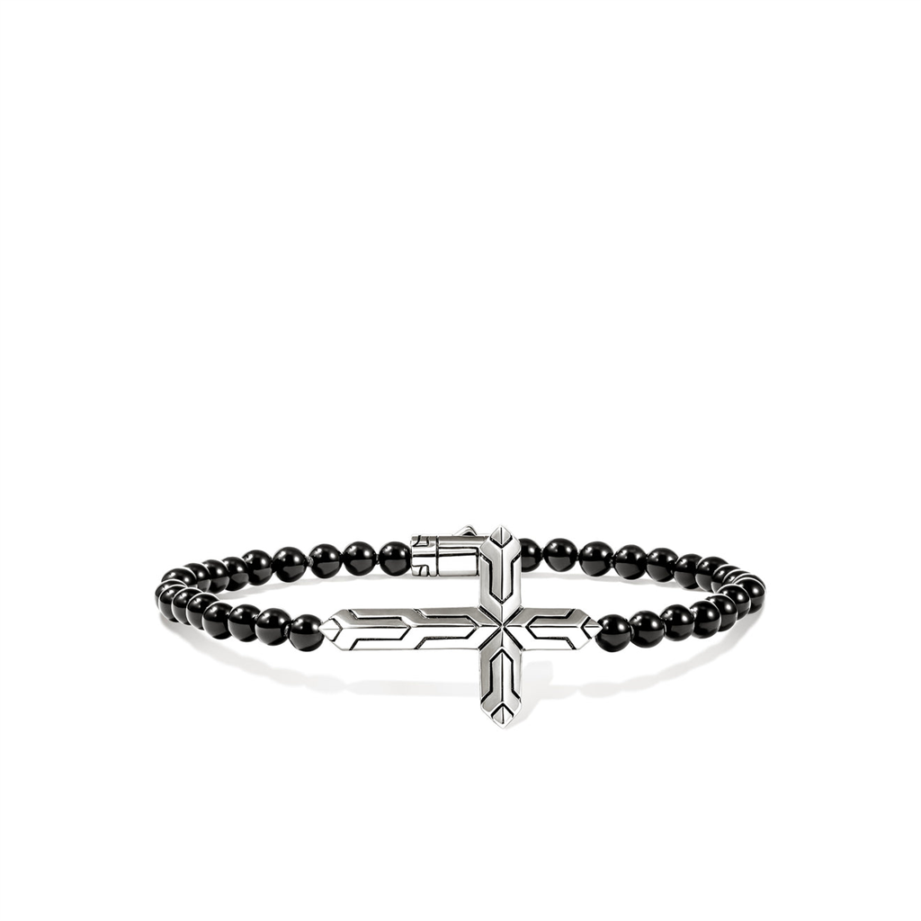 Lamon Cross White Sterling Silver Icon 50 Cross W/ 4Mm Treated Black Onyx John Har ...