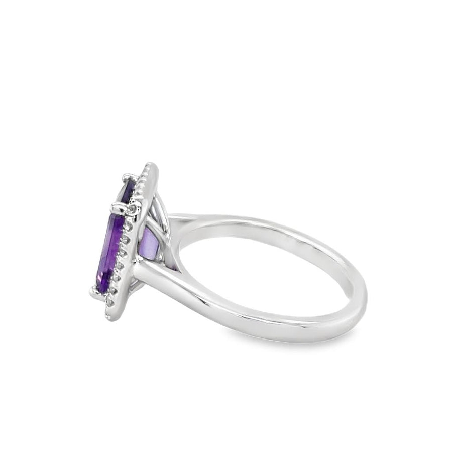 Amethyst 14 Karat White Fashion Ring