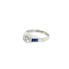 White 14 Karat Diamond Sapphire Textured Baby Ring Estate Jewelry Size 0.5 one 0.10ct Round Diamond
2=3.00x1.50mm Baguette Sapphires Gram Weight: 1.34