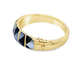 Estate Asch Grossbardt Onyx and Mother of Pearl Inlay with Diamonds Bangle