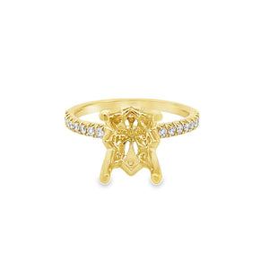 Nelson Lady's Yellow 18 Karat Diamond Floral Hidden Halo Ring Mounting