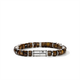 White Sterling Silver Heishi John Hardy With = 8.00X8.00mm Bead Tiger'