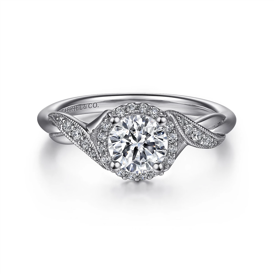 Gabriel & Co. Shae - Vintage Inspired Twisted Halo Diamond Engagement Ring Mounting