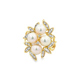 Diamond and Pearl Leaf Ring