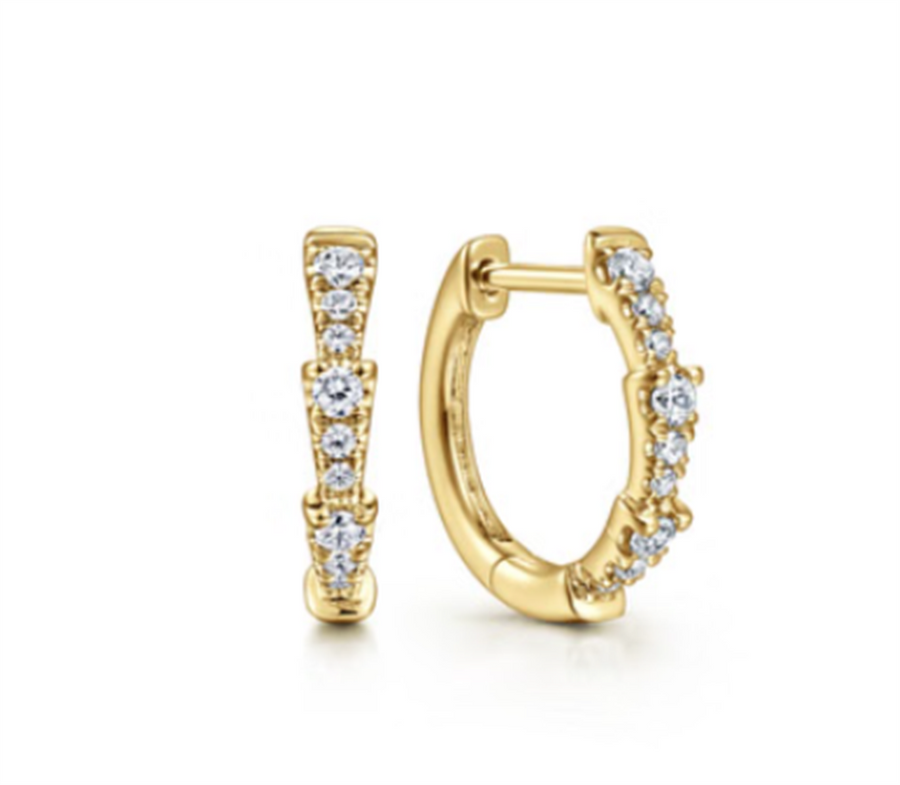 Lady's Yellow 14 Karat Huggie Earrings Kaslique Collection Earrings Wi