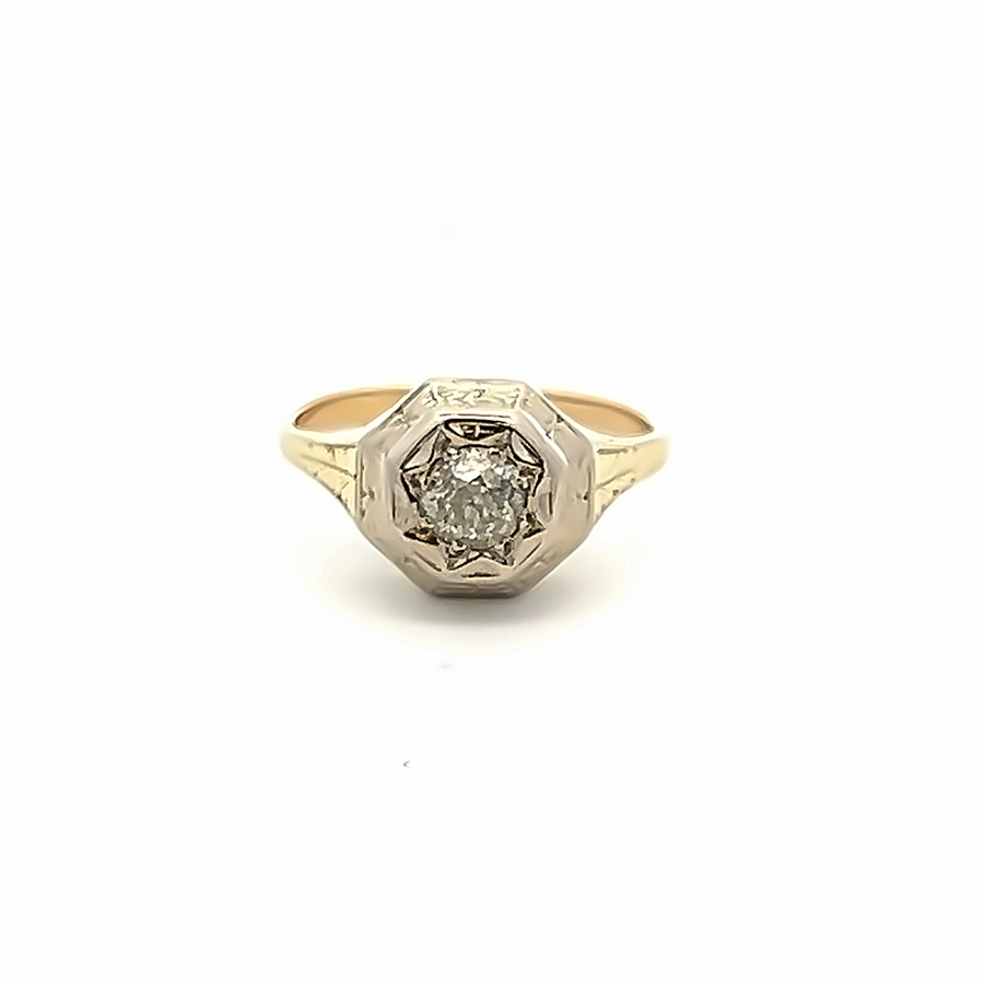 Estate Antique European Cut Diamond Solitaire Engagement Ring