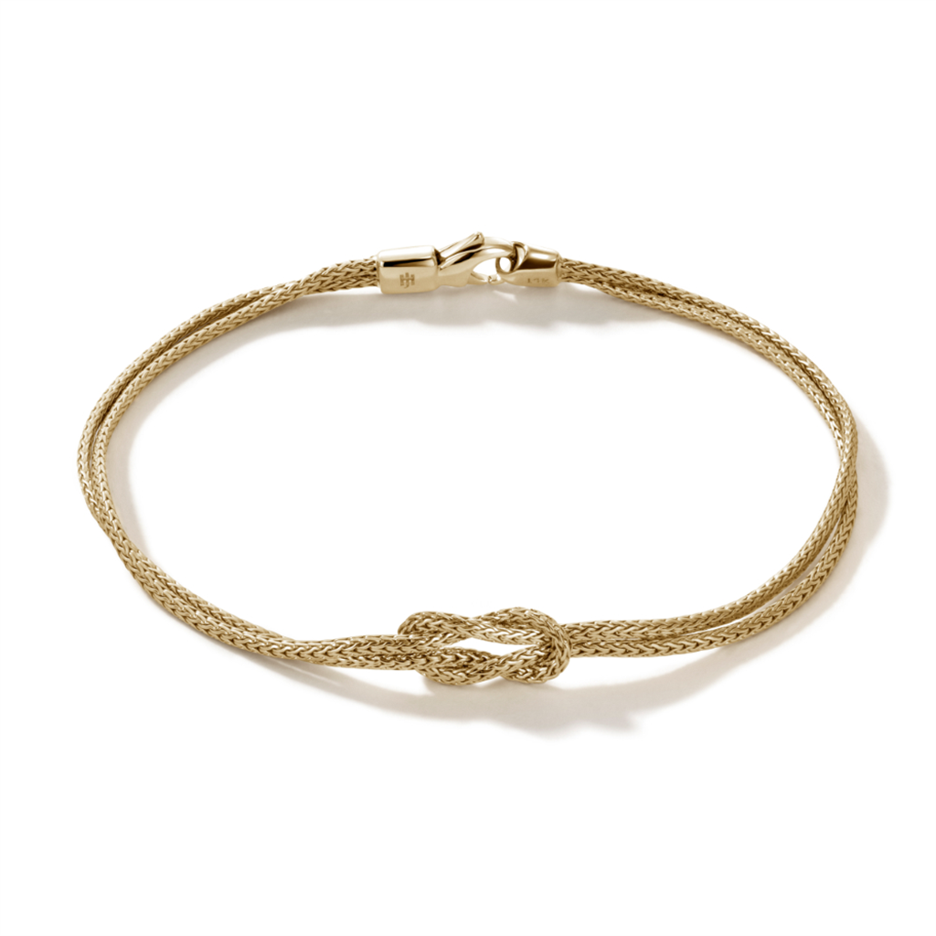 John Hardy Classic Chain 14K Gold Manah 1.8mm Chain Double Row Bracelet with Lobster Clasp