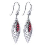 Gabriel & Co. Silver Sterling Silver Vintage Inspired Marquise Ruby Drop Earrings