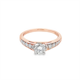 Lady's Rosé/White 18 Karat Milgrain Cathedral Engagement Ring