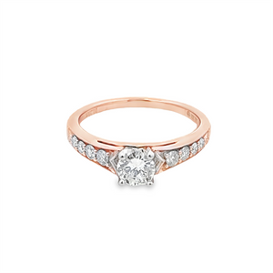 Lady's Rosé/White 18 Karat Milgrain Cathedral Engagement Ring