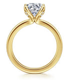 Lady's Yellow 14 Karat Floral Solitaire Ring Size 6.5 6 = 0.05tw Round