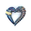 14 Karat And Silver Heart Brooh With Patina Estate Jewelry Gram Weight: 6.06