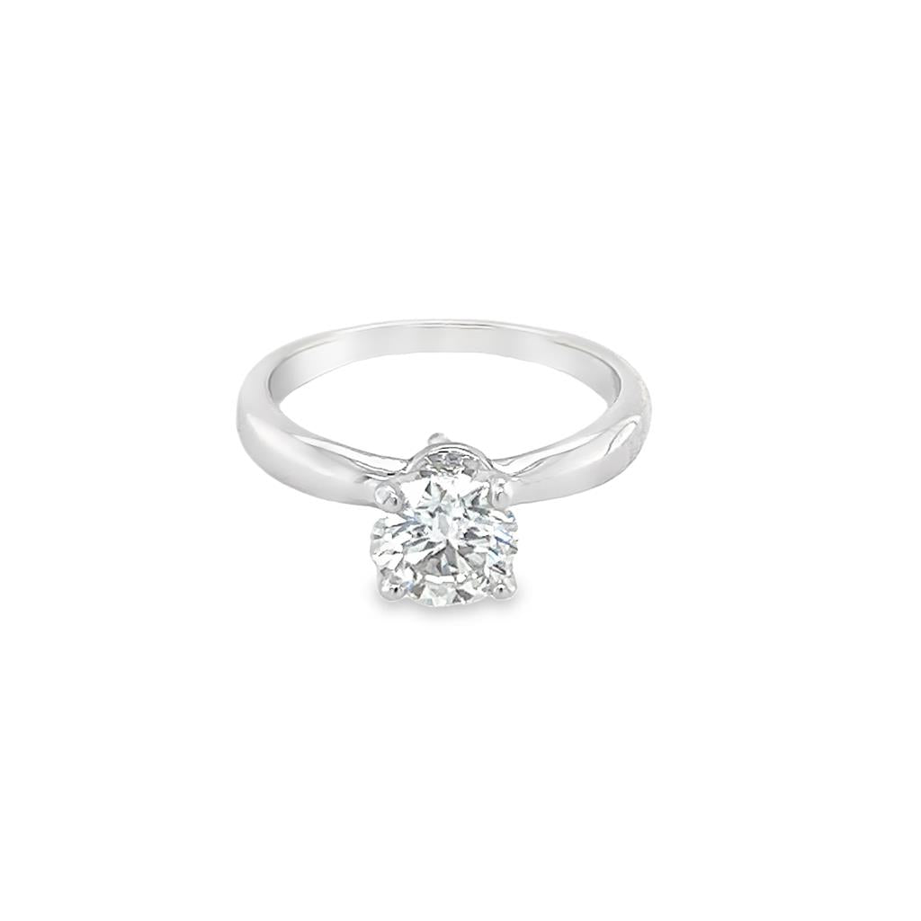 White 14 Karat LGD Solitaire Ring Estate Jewelry Size 5 one 0.80ct Round Lab Grown Diamond Gram Weight: 2.8