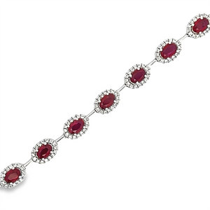 Estate Ruby and Diamond Halo Bracelet