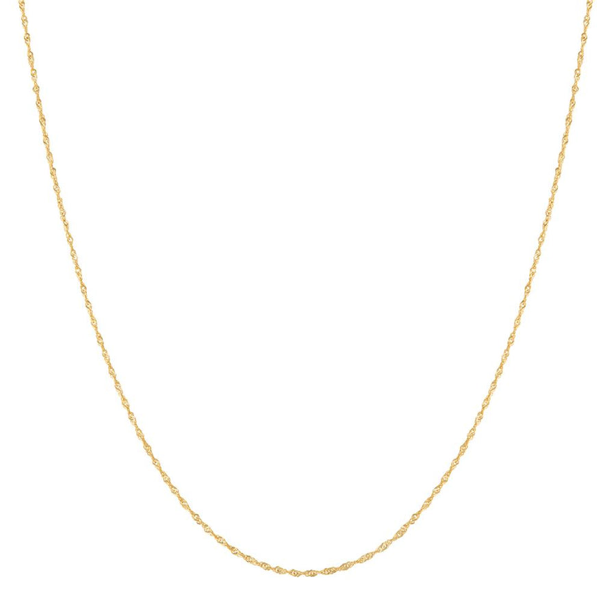 Yellow 14 Karat 1.35mm Solid Singapore Gold Necklace Chain
Length 20