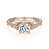 Gabriel & Co. Solene - Vintage Inspired 14K Rose Gold Round Diamond Engagement Ring